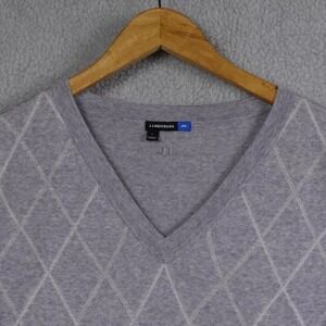 J.Lindeberg Gray Argyle V-Neck Sweater Men's Size L Long Sleeve Cashmere